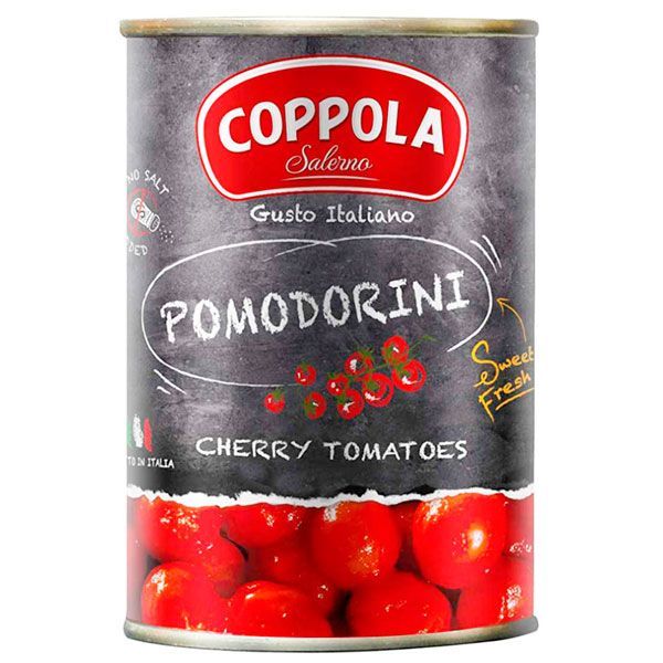 Томаты черри без добавления соли, Coppola, 400 г (ж/б) 
