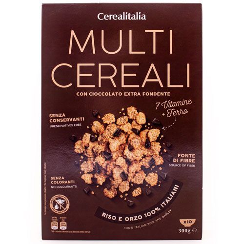 Сухой завтрак мультизлаковый с темным шоколадом CEREALITALIA, 300 г