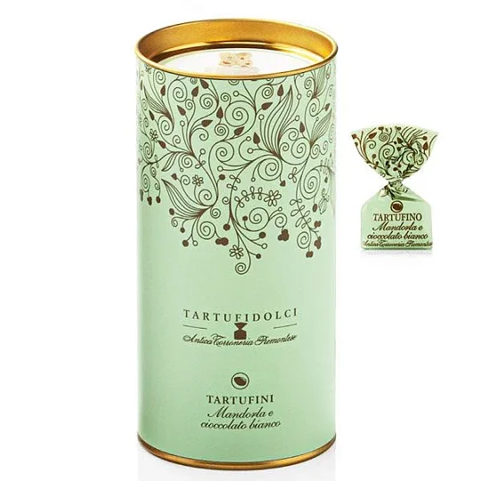 Конфеты Трюфель из миндаля и белого шоколада TARTUFIDOLCI, ANTICA TORRONERIA PIEMONTESE, 160 г (туба)