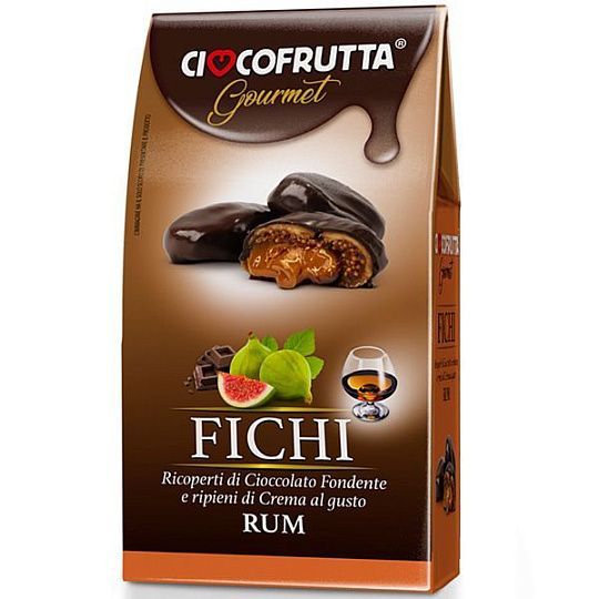 Инжир в темном шоколаде с начинкой из крема со вкусом рома Cioccofrutta, 180 г 
