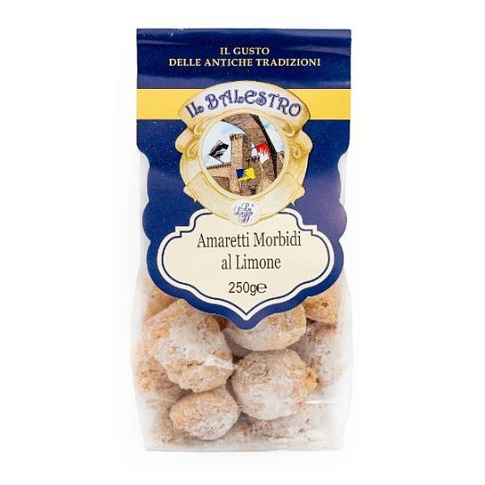 Печенье Амаретти миндальные мягкие с лимоном, IL BALESTRO, 250 г (пл/пак)