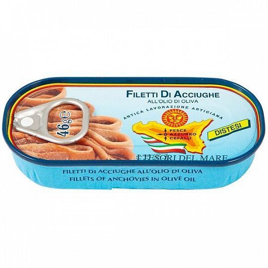 Филе анчоусов в оливковом масле Pesce Azzurro, 46 г (жб)