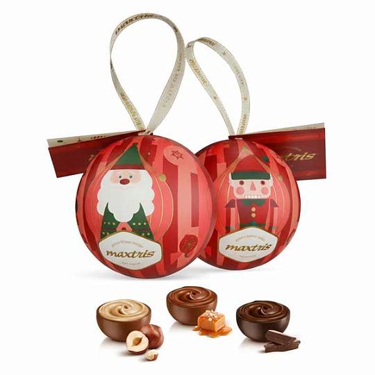 Ассорти из трех пралине, MAXTRIS, 50 г (новогодний шар)
